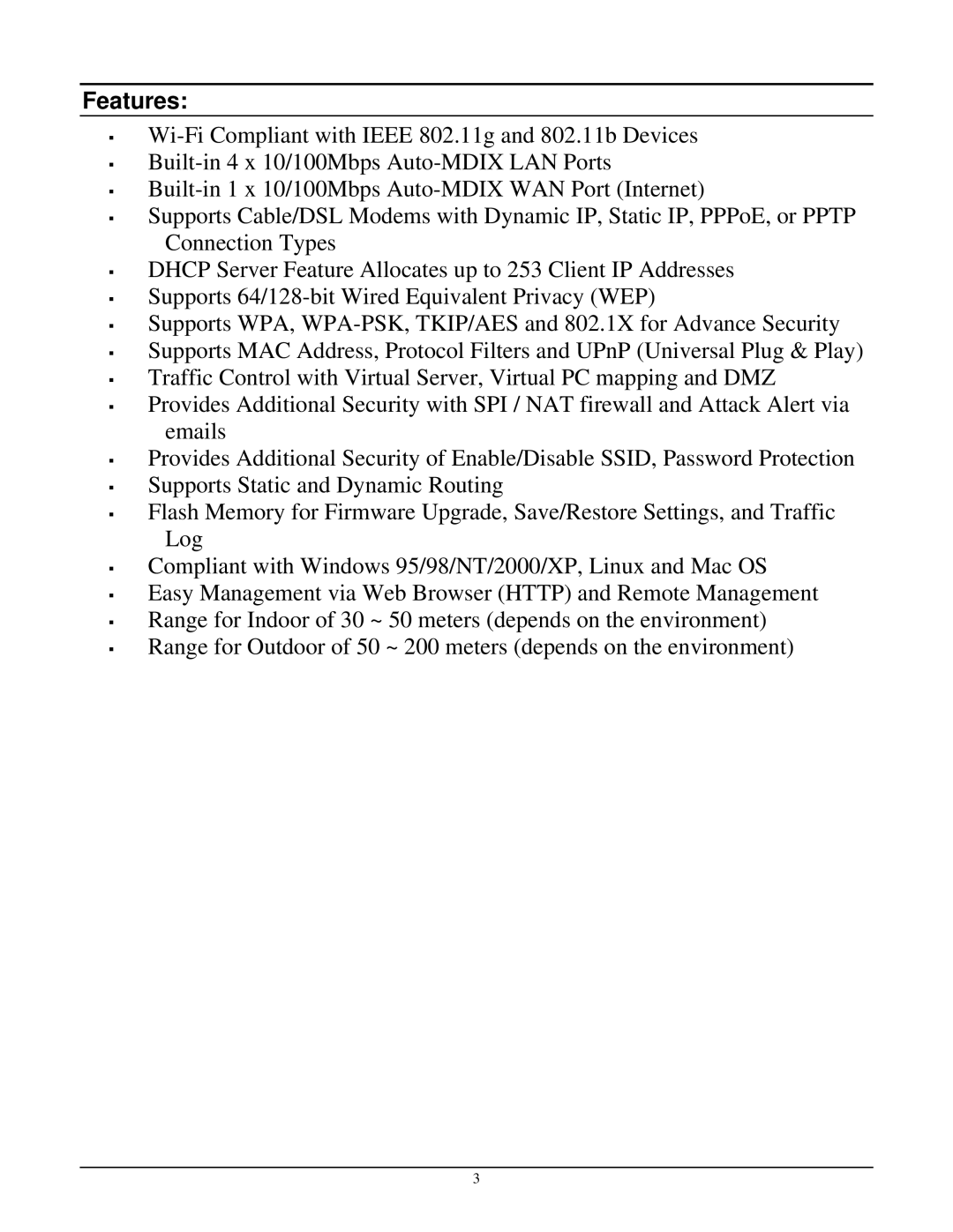 TRENDnet TEW-432BRP manual Features 