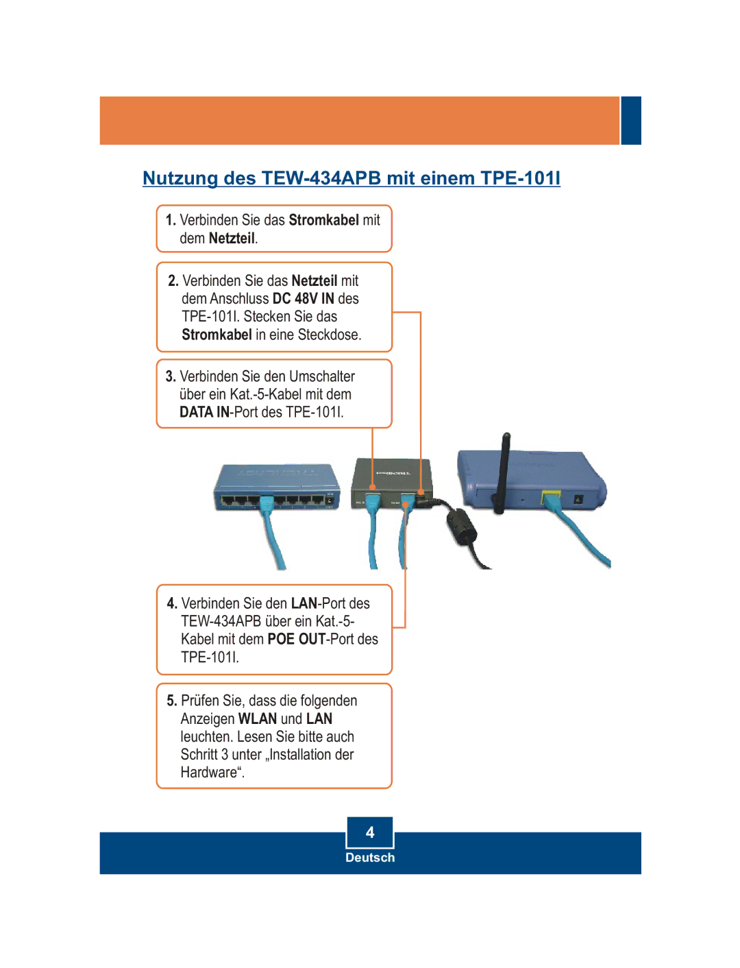 TRENDnet manual Nutzung des TEW-434APB mit einem TPE-101I 