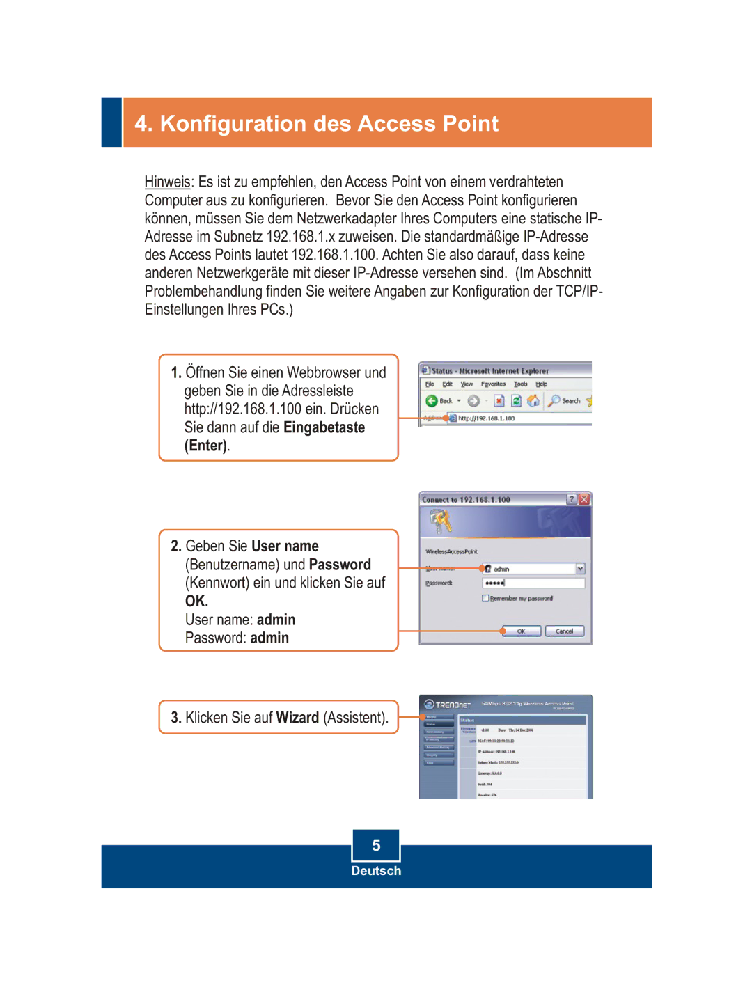 TRENDnet TEW-434APB manual Konfiguration des Access Point 