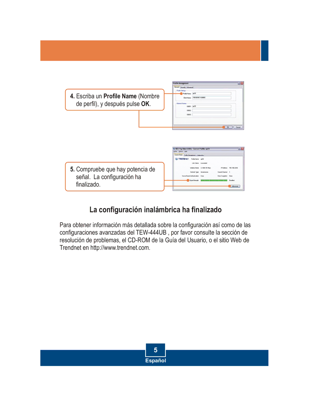 TRENDnet TEW-444UB manual La configuración inalámbrica ha finalizado 