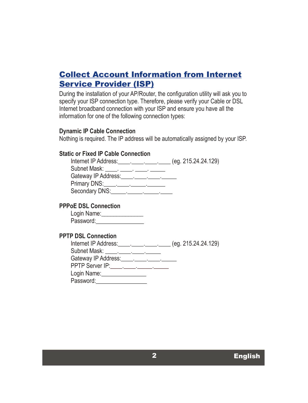 TRENDnet TEW-452BRP, 108Mbps Wireless Super G Broadband Router manual Pptp DSL Connection, 2English 