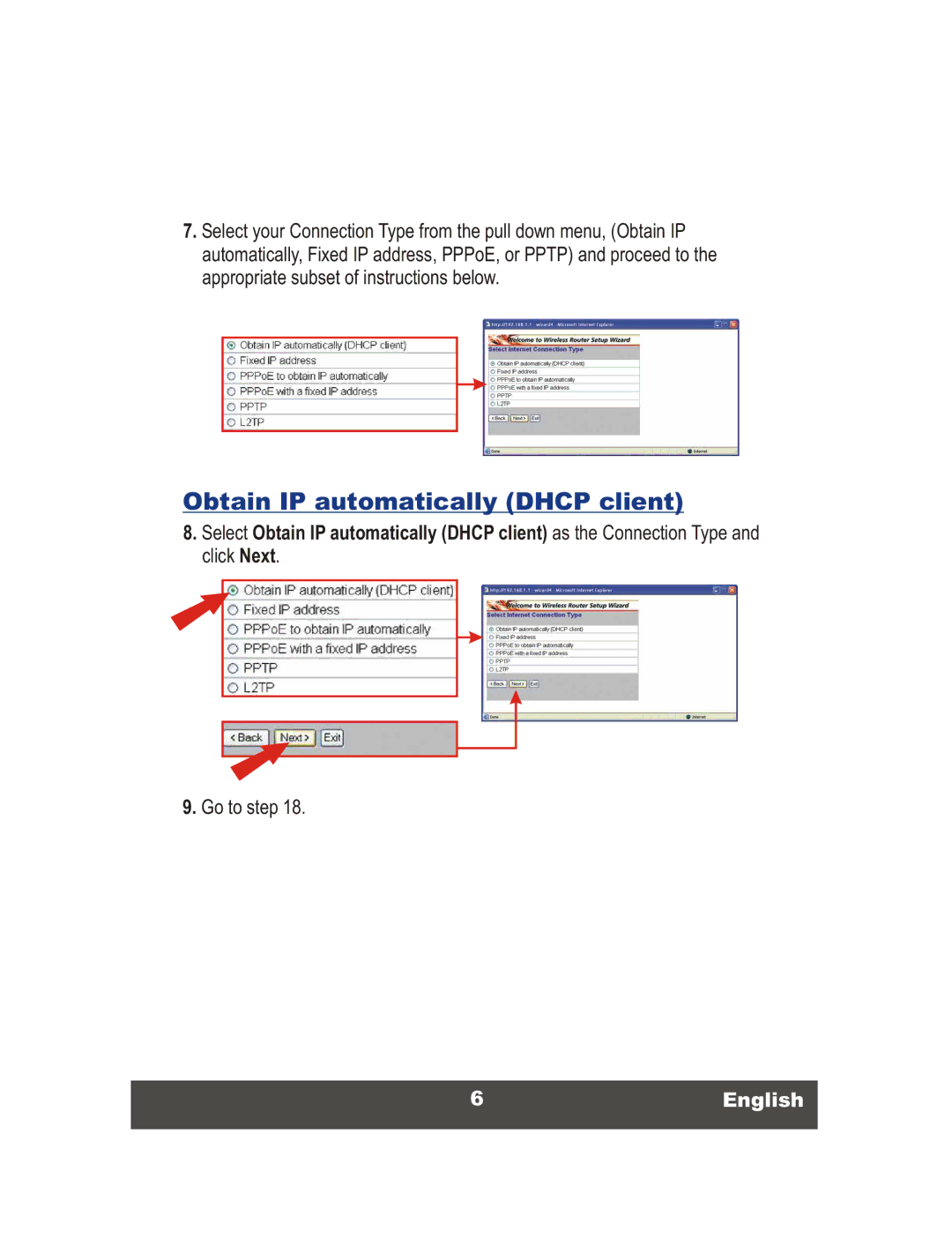 TRENDnet TEW-452BRP, 108Mbps Wireless Super G Broadband Router manual Obtain IP automatically Dhcp client, 6English 