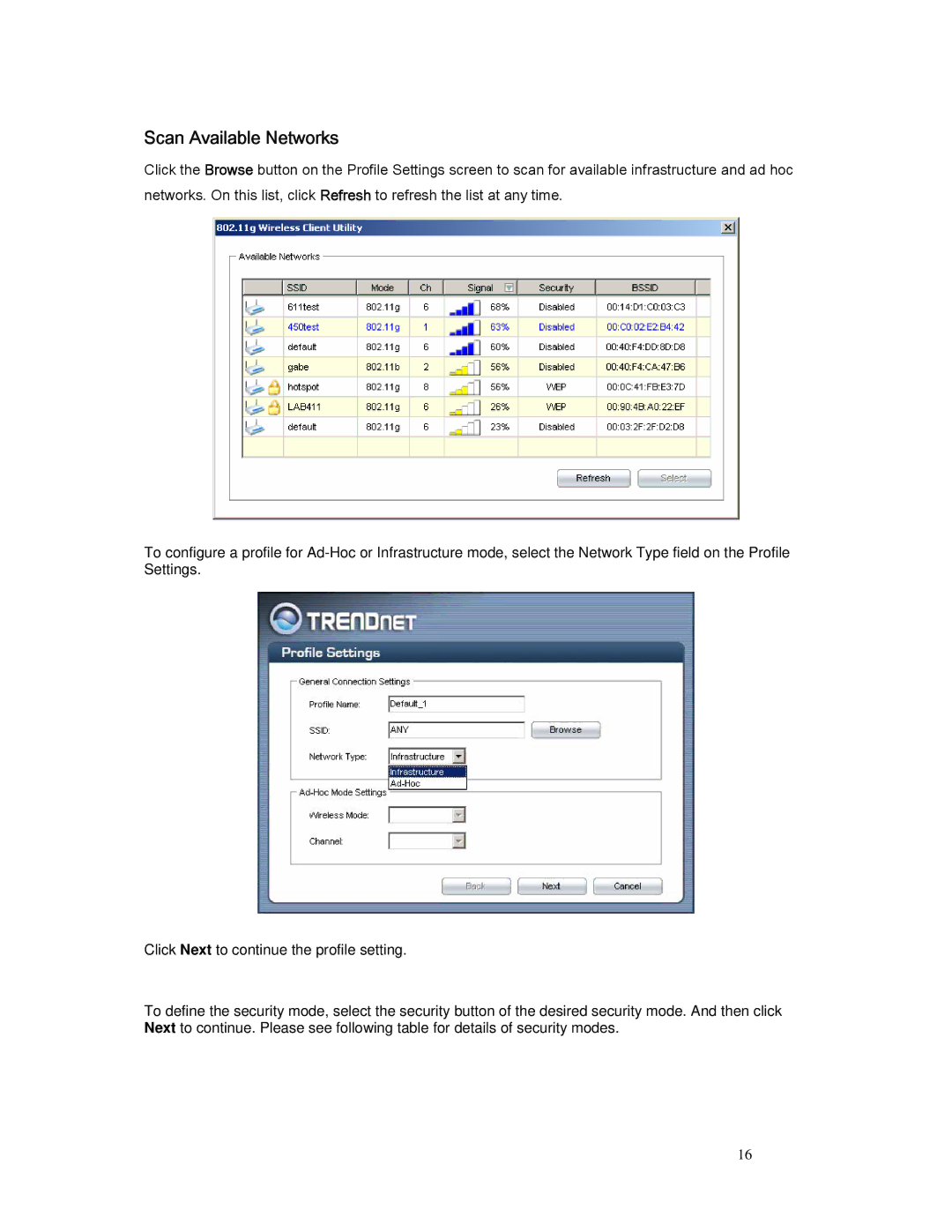 TRENDnet TEW-509UB manual Scan Available Networks 