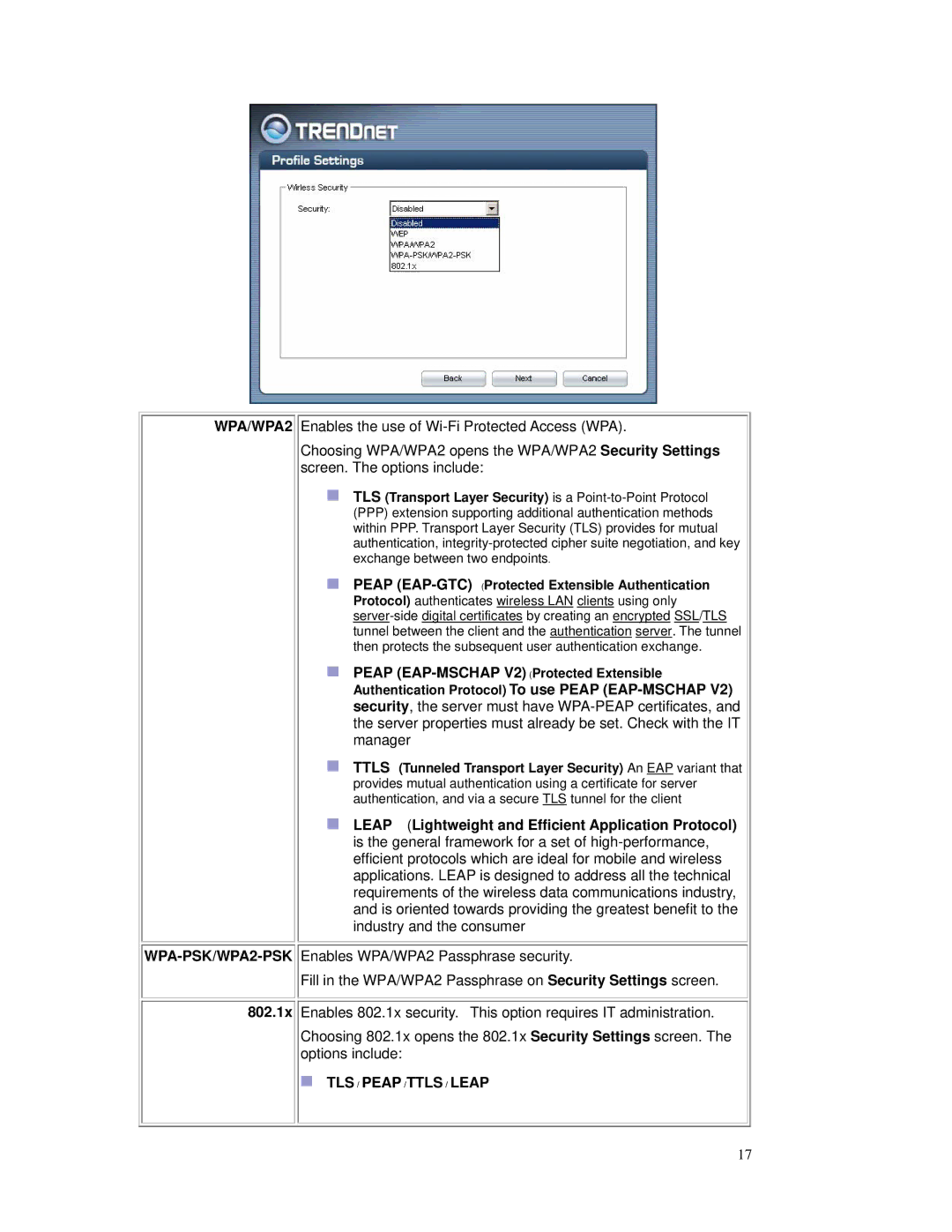 TRENDnet TEW-509UB manual WPA/WPA2 