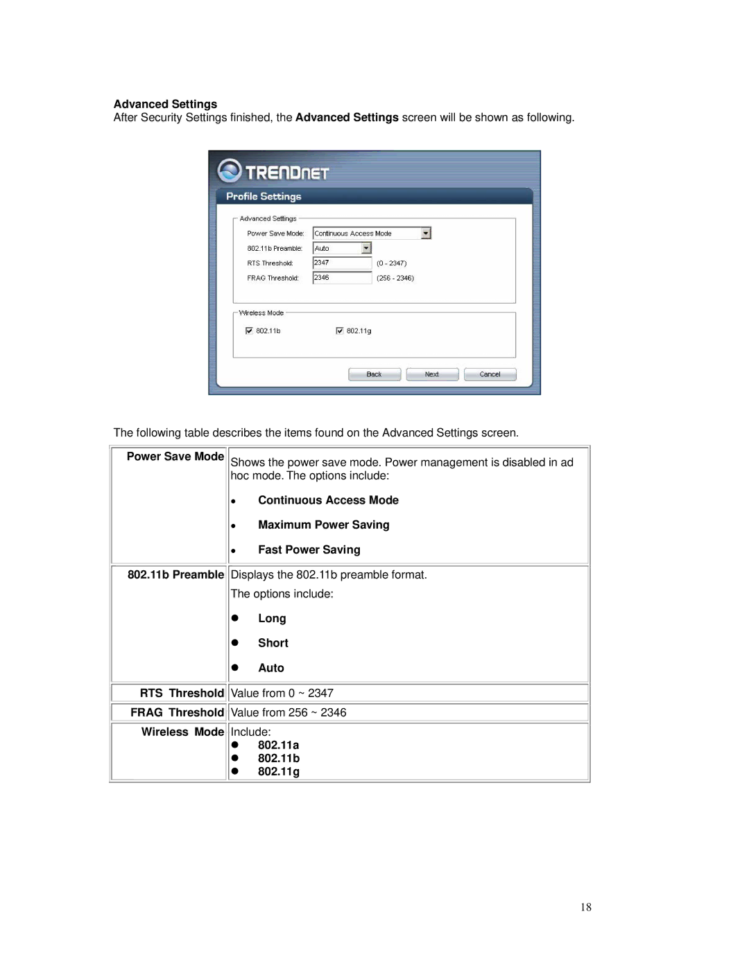 TRENDnet TEW-509UB manual Long Short Auto 