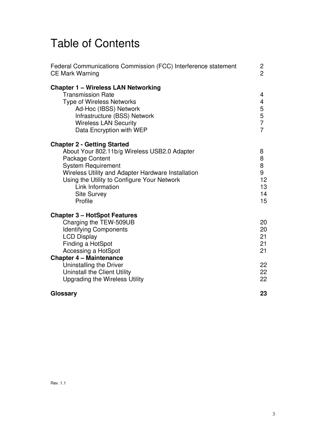 TRENDnet TEW-509UB manual Table of Contents 