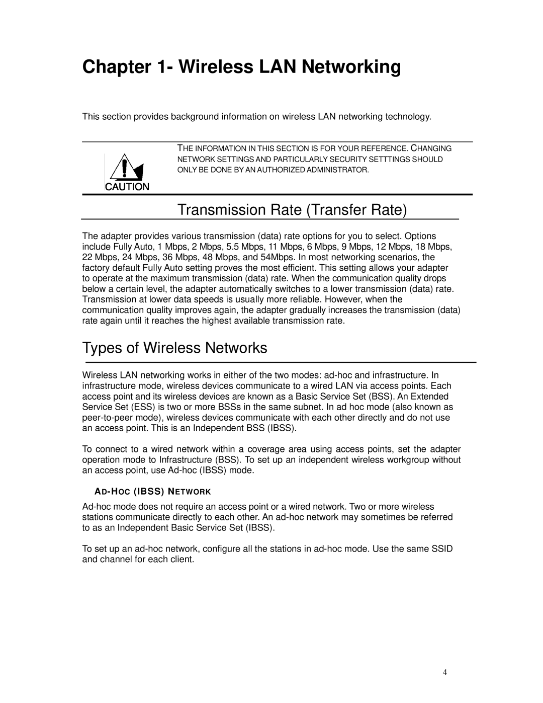 TRENDnet TEW-509UB manual Wireless LAN Networking, Transmission Rate Transfer Rate 