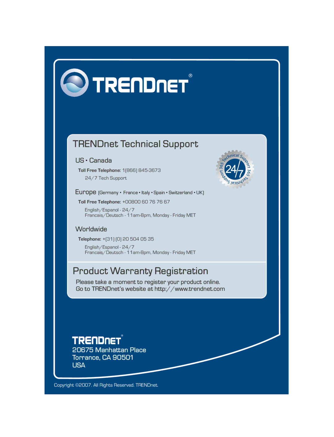 TRENDnet TEW-509UB manual Product Warranty Registration 