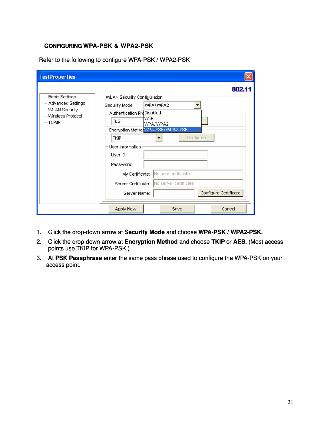 TRENDnet TEW-603PI manual CONFIGURING WPA-PSK & WPA2-PSK 