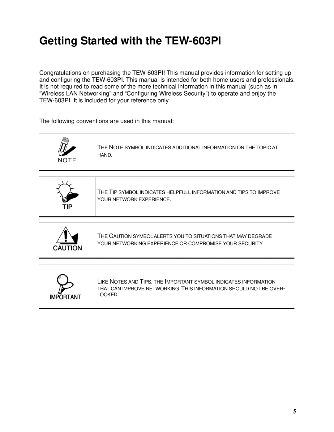 TRENDnet manual Getting Started with the TEW-603PI 