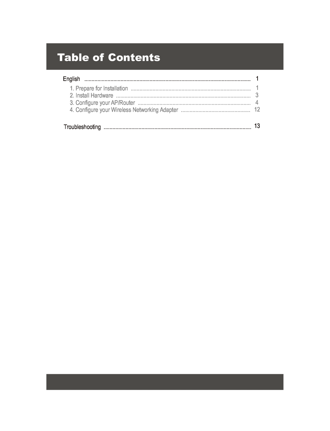 TRENDnet TEW-611BRP manual Table of Contents, Configure your Wireless Networking Adapter, Prepare for Installation 