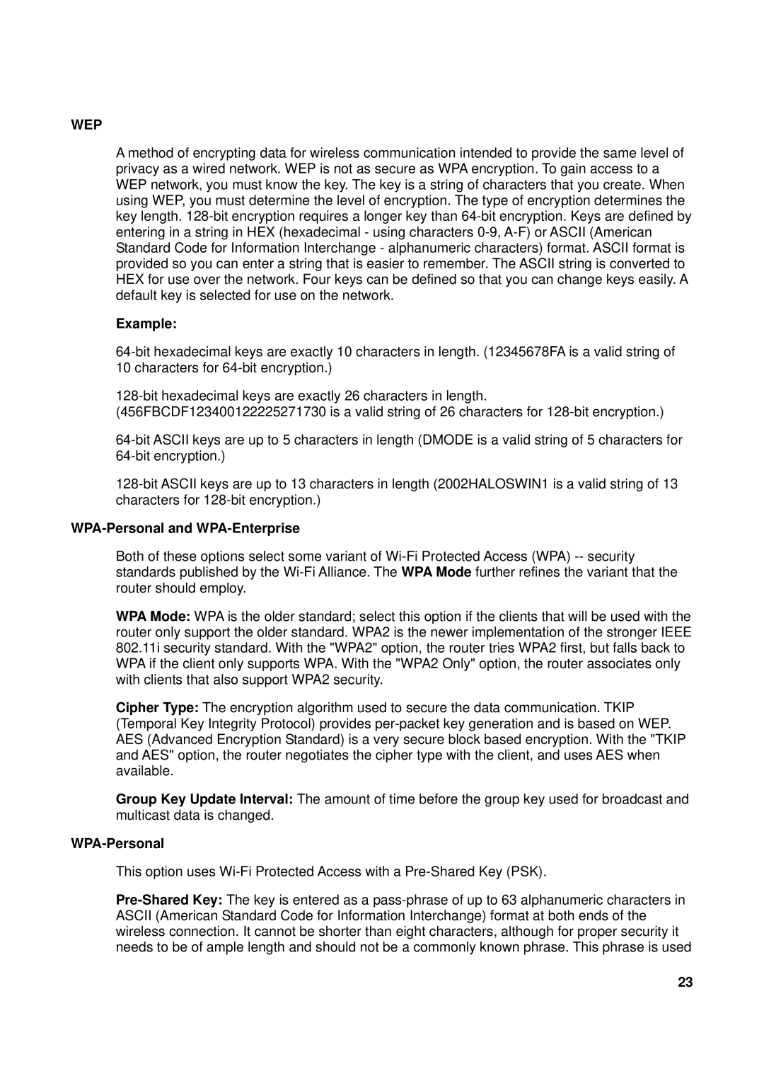 TRENDnet TEW-611BRP manual Wep, WPA-Personal and WPA-Enterprise 