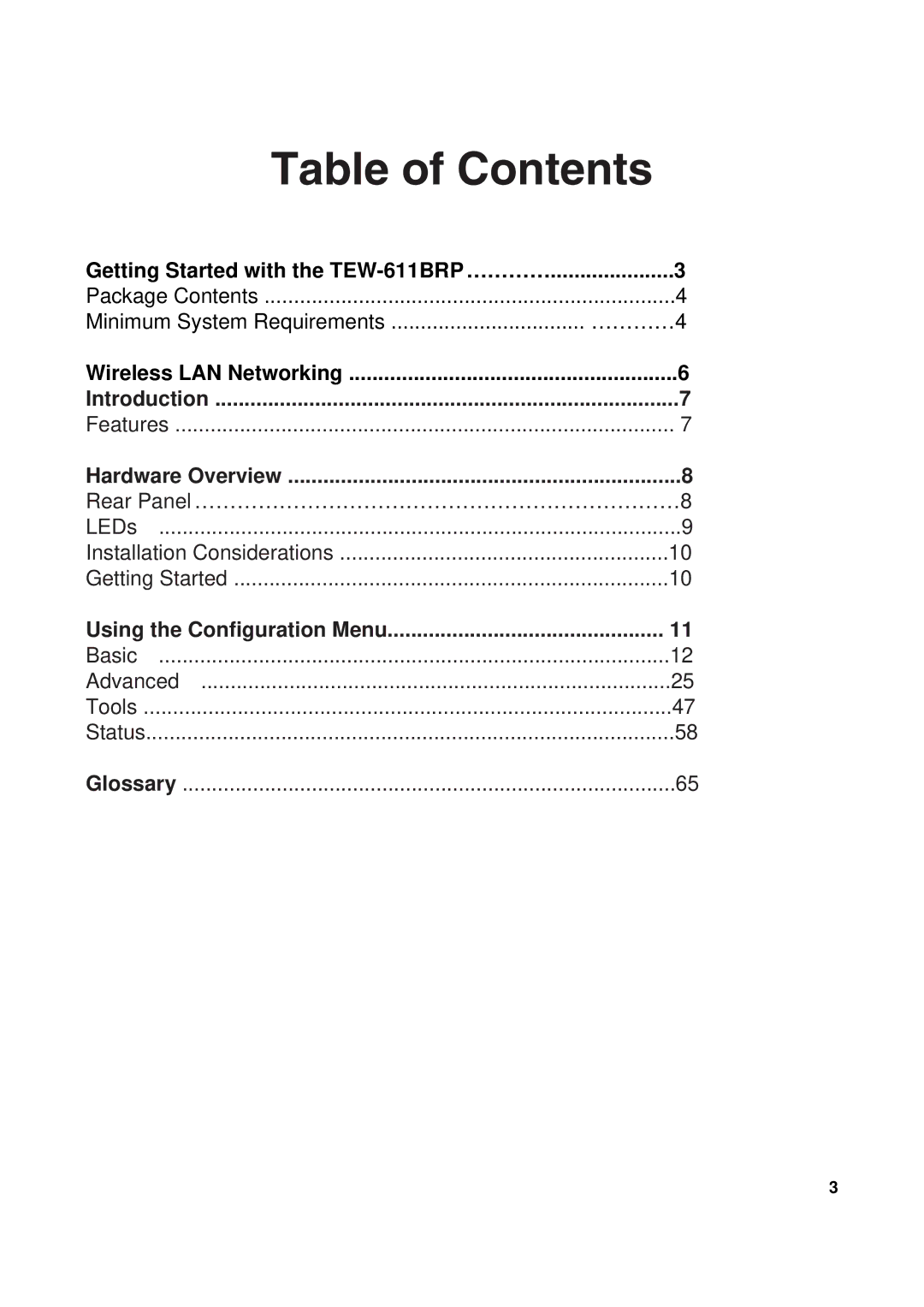 TRENDnet TEW-611BRP manual Table of Contents 