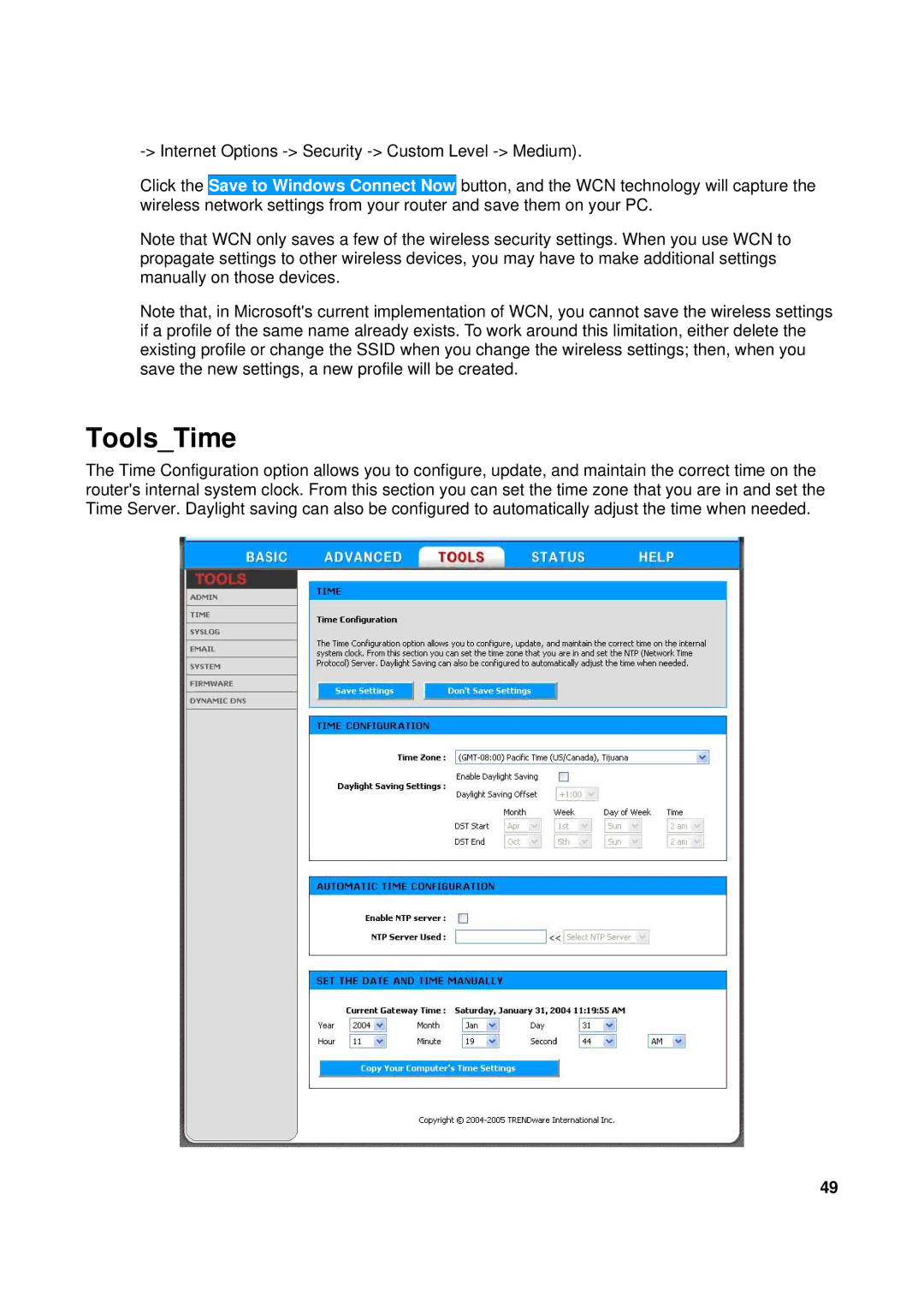 TRENDnet TEW-611BRP manual ToolsTime 