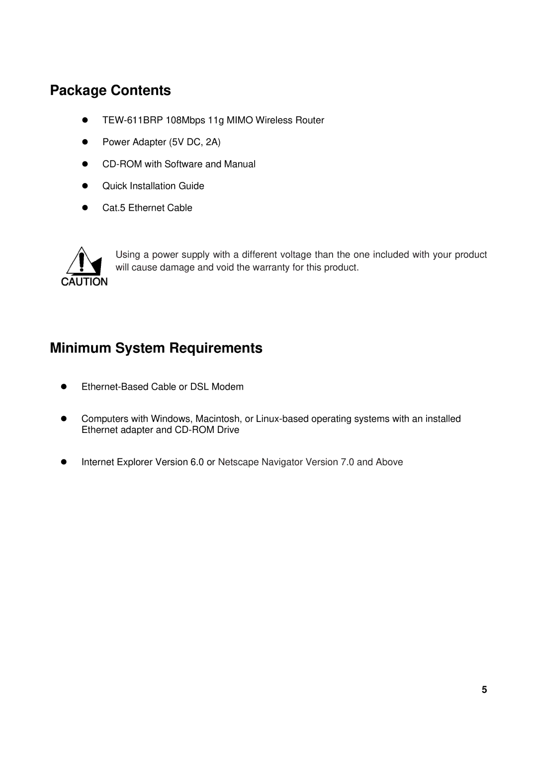 TRENDnet TEW-611BRP manual Package Contents 