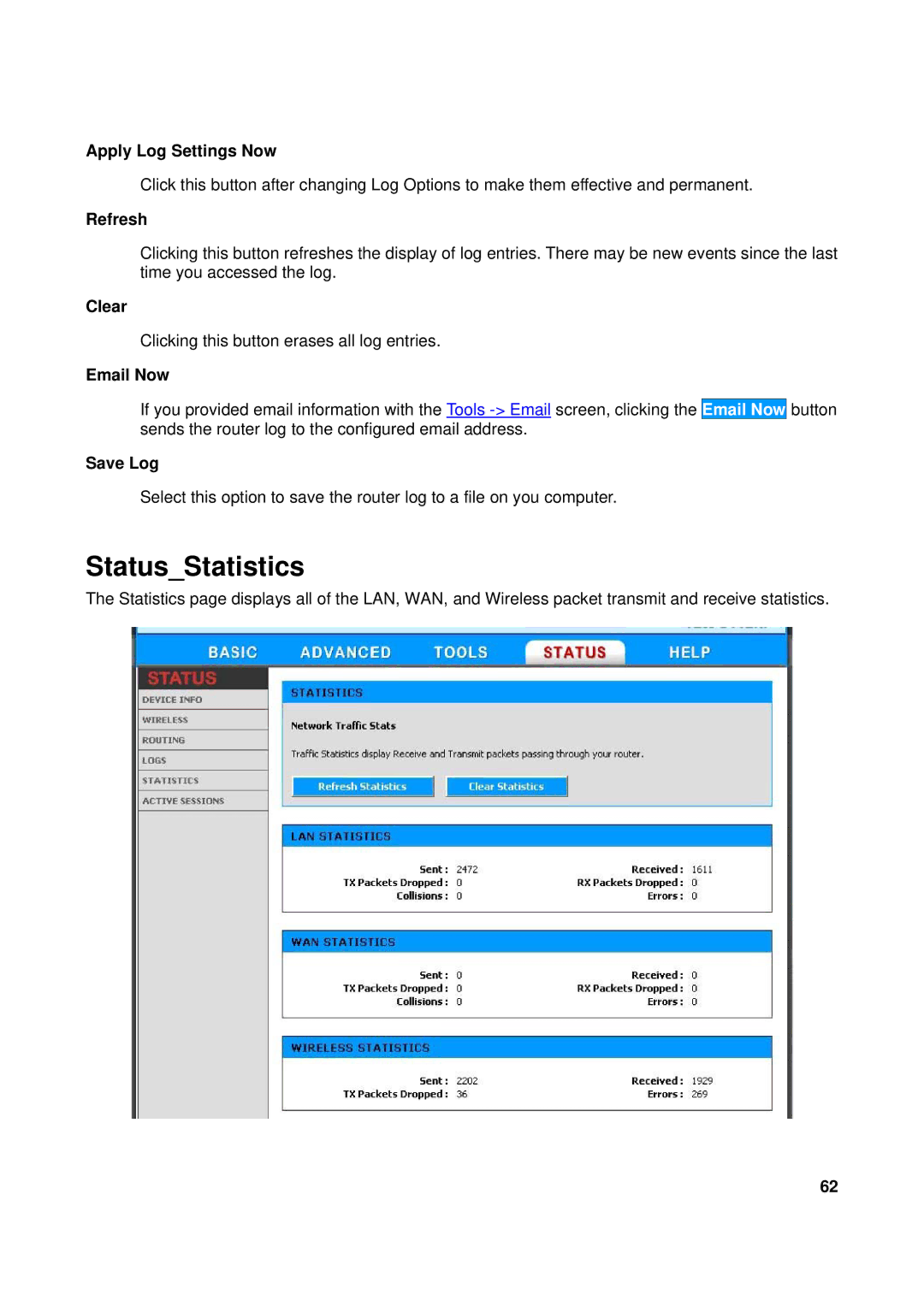 TRENDnet TEW-611BRP manual StatusStatistics 