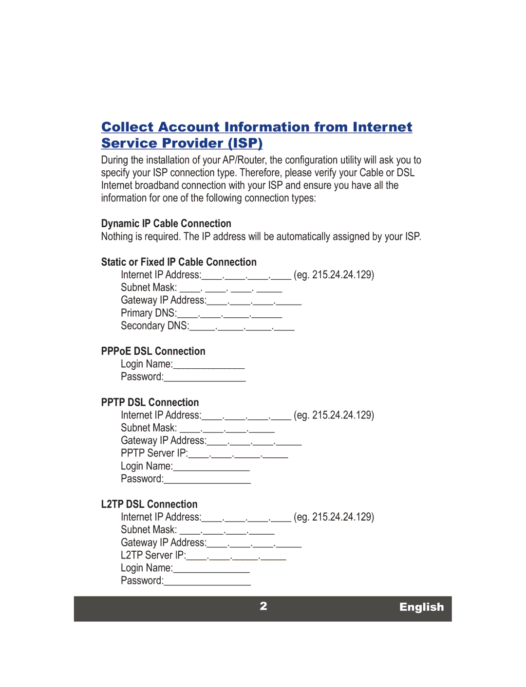 TRENDnet TEW-611BRP manual Pptp DSL Connection, 2English 