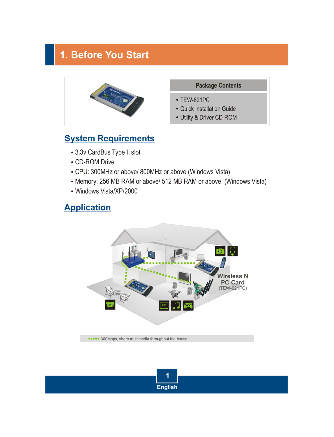 TRENDnet TEW-621PC manual Before You Start, System Requirements, Application 