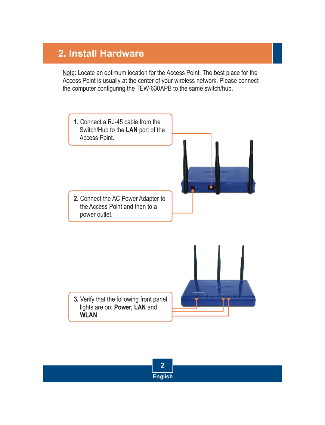 TRENDnet TEW-630APB manual Install Hardware 