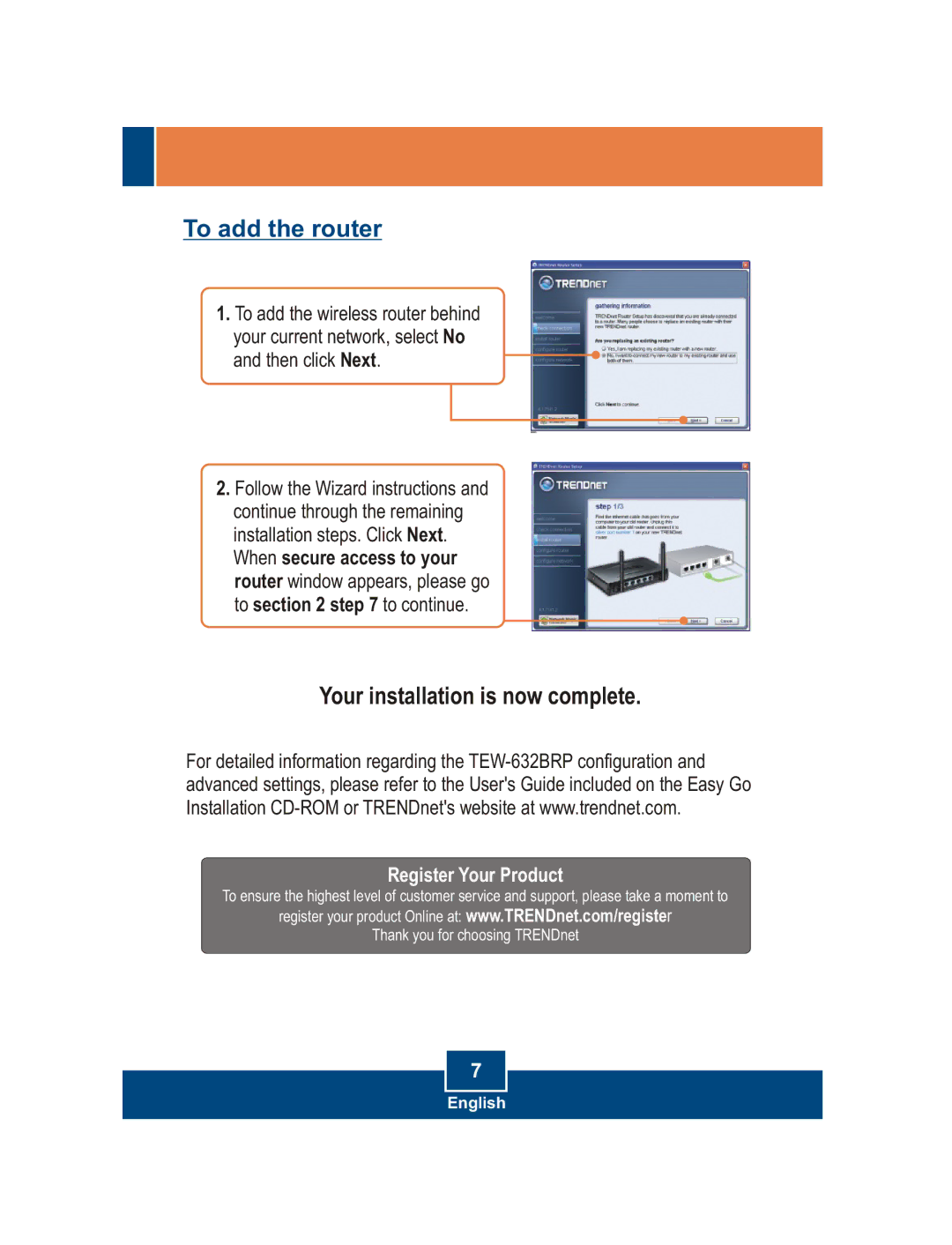 TRENDnet TEW-633BRP manual To add the router, Register Your Product 