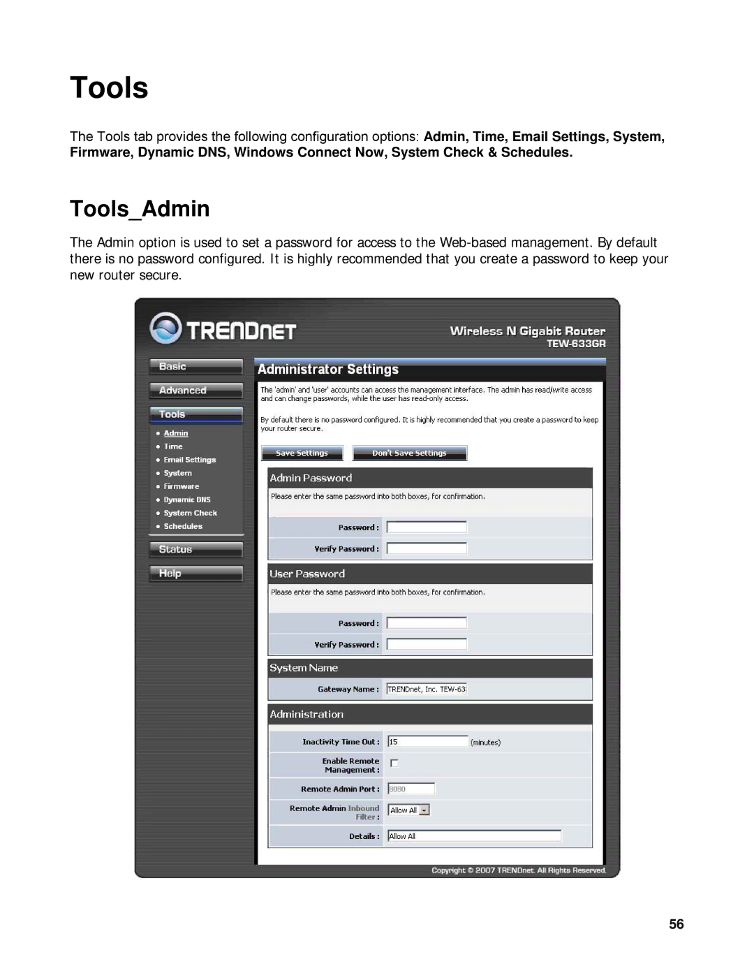 TRENDnet TEW-633GR manual ToolsAdmin 