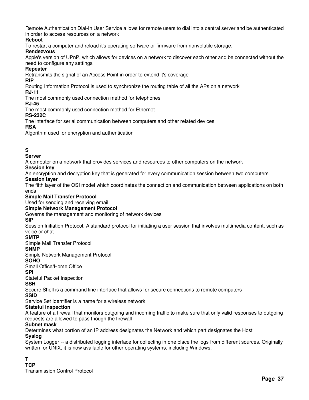 TRENDnet TEW-637AP 3.01 manual Rip, Rsa, Sip, Smtp, Snmp, Soho, Spi, Ssh, Ssid, Tcp 