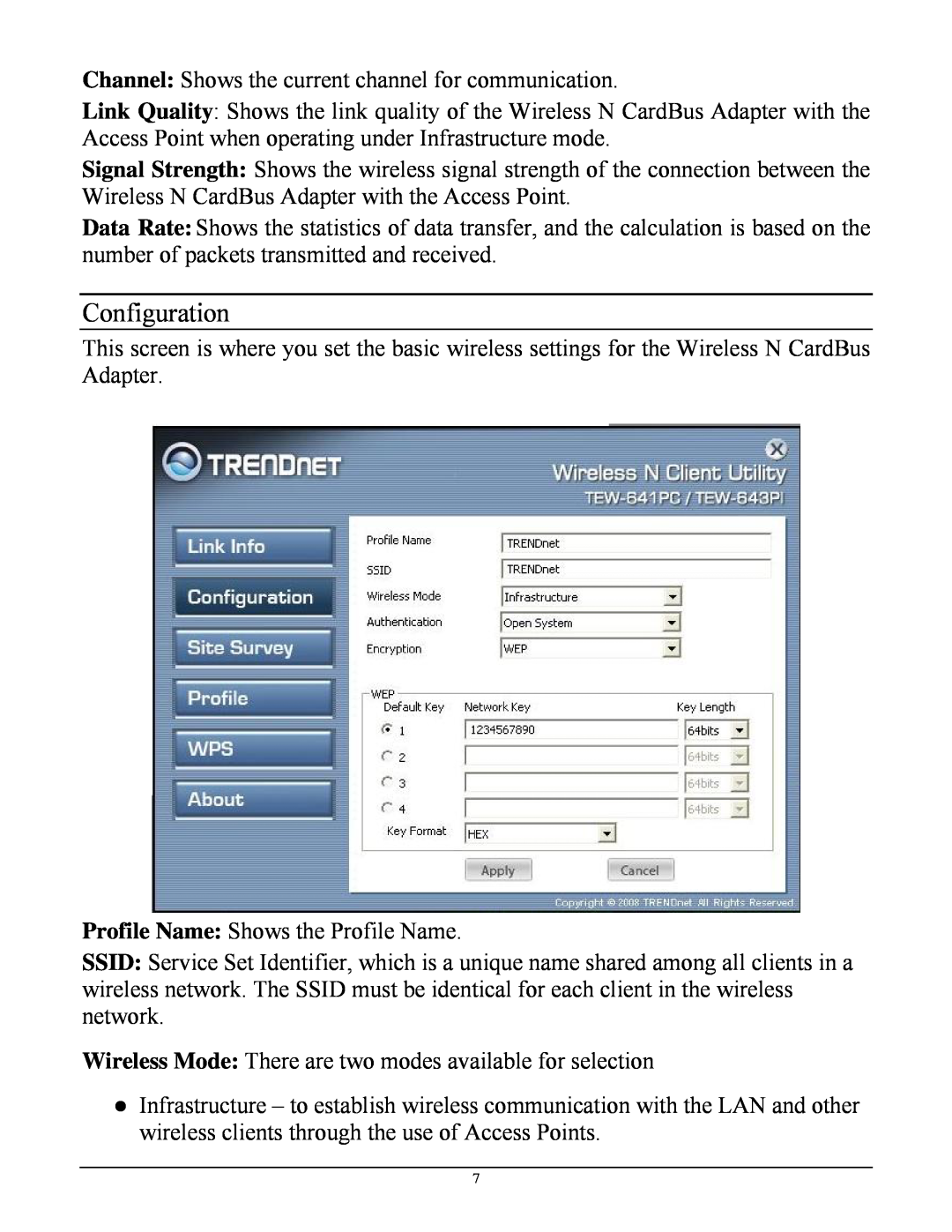 TRENDnet TEW-641PC manual Configuration 