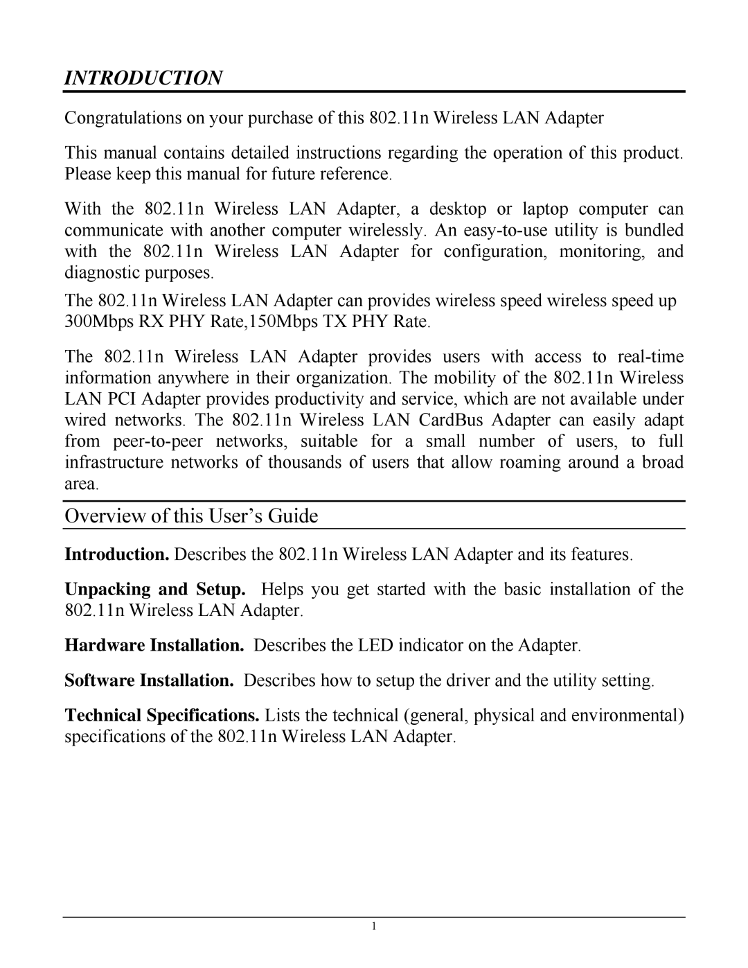 TRENDnet TEW-641PC manual Introduction, Overview of this User’s Guide 