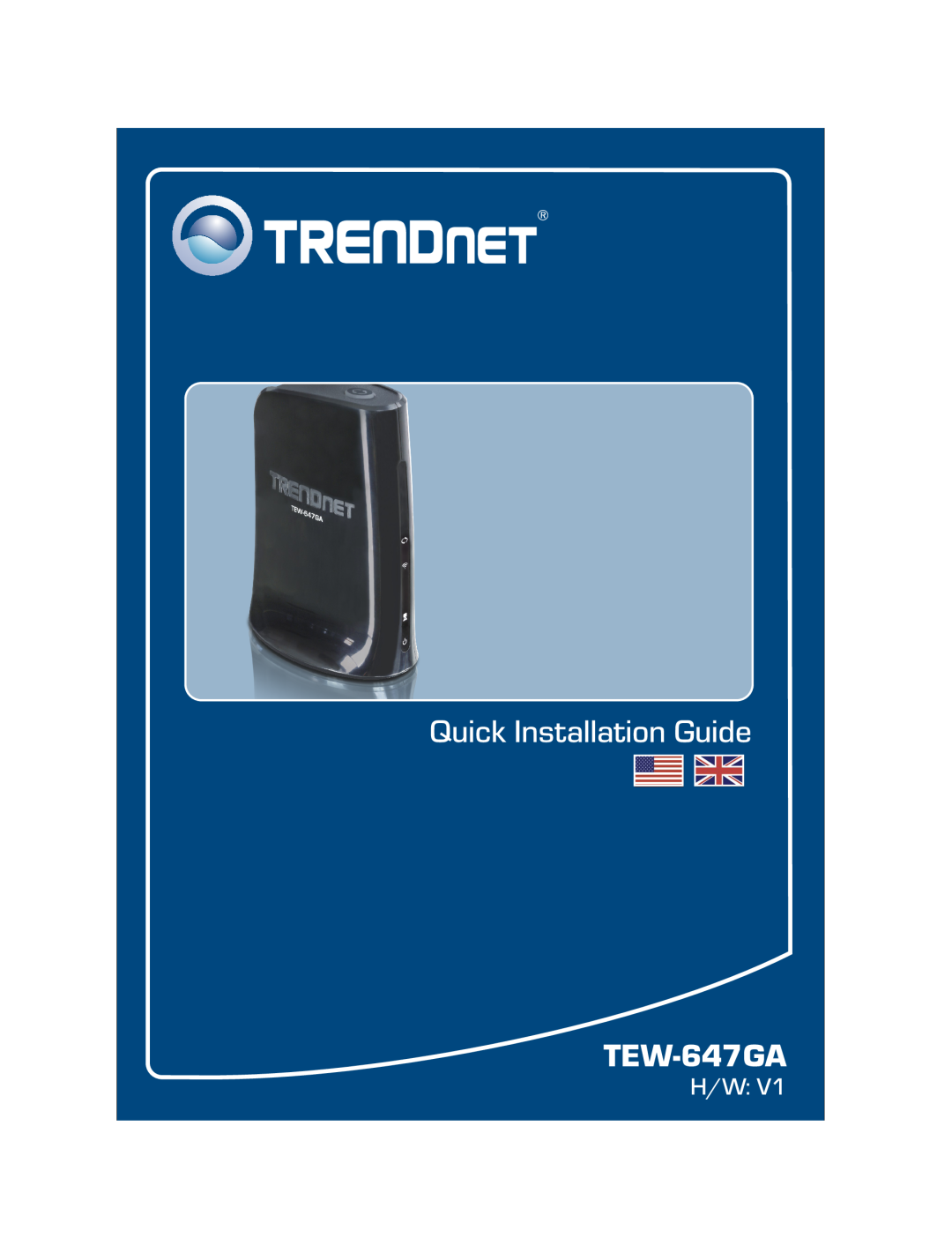 TRENDnet 300Mbps Wireless N Gigabit Router manual Quick Installation Guide, TEW-647GA 