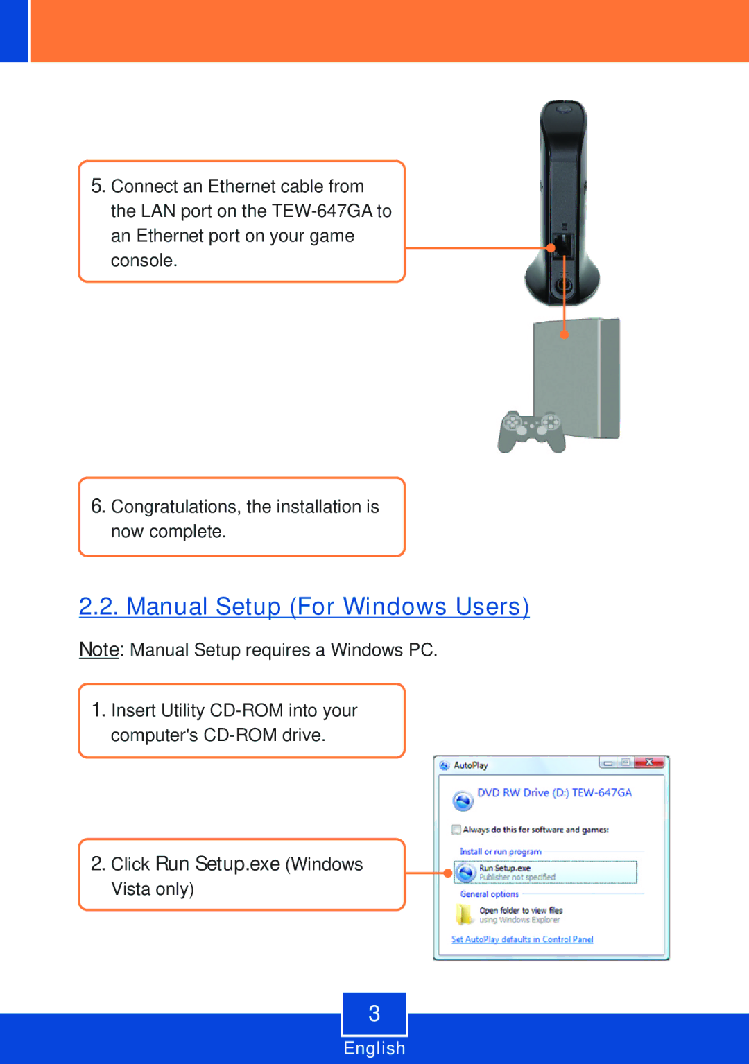 TRENDnet TEW-647GA manual Manual Setup For Windows Users 