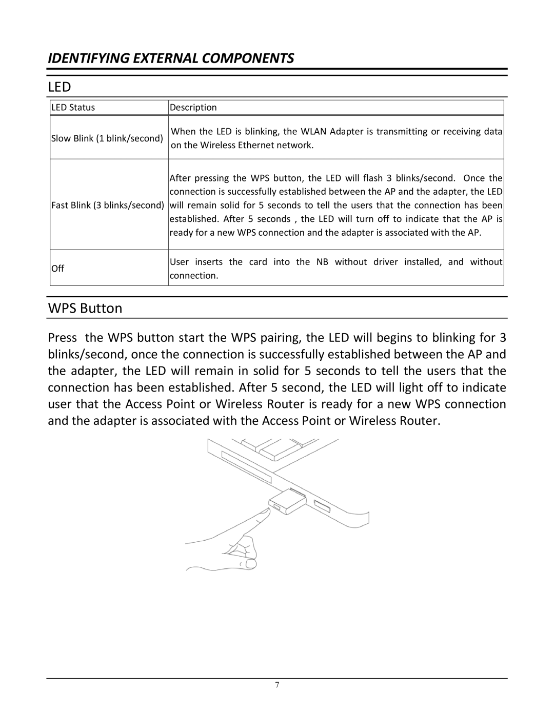 TRENDnet TEW-649UB manual Identifying External Components, WPS Button 