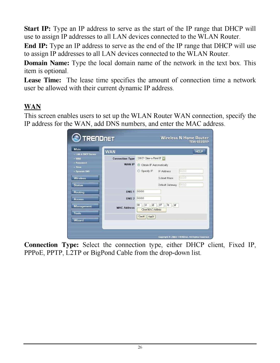 TRENDnet TEW-652BRP manual Wan 