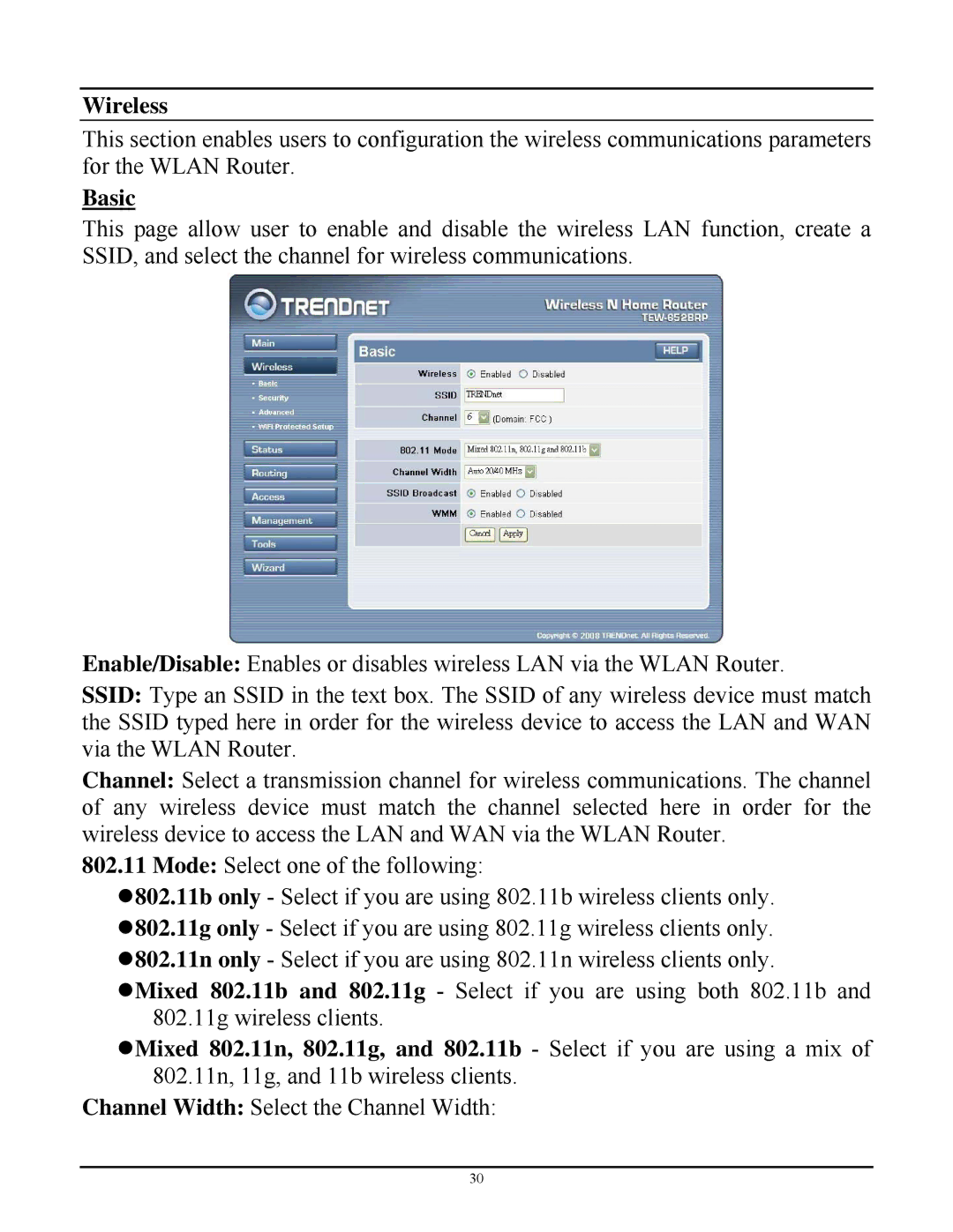 TRENDnet TEW-652BRP manual Wireless, Basic 