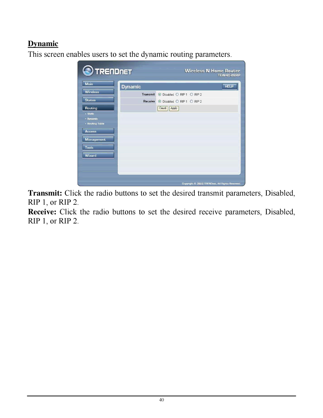 TRENDnet TEW-652BRP manual Dynamic 