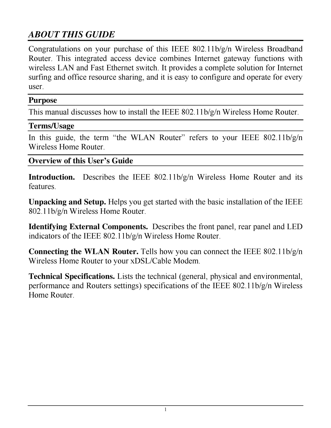 TRENDnet TEW-652BRP manual Purpose, Terms/Usage, Overview of this User’s Guide 