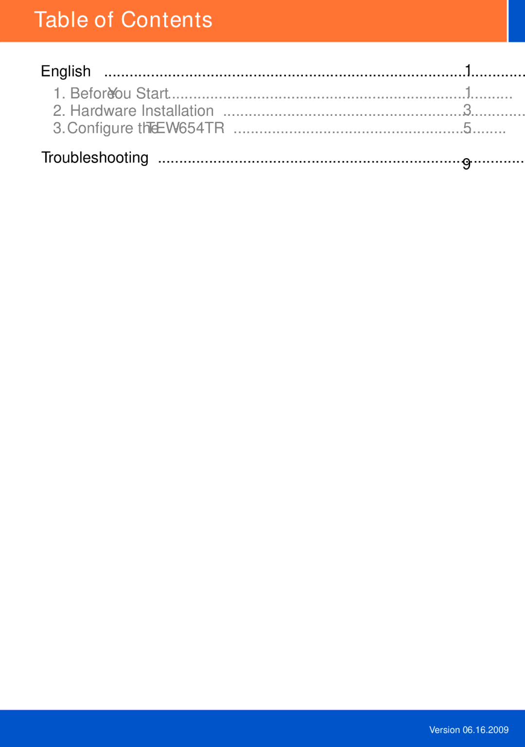 TRENDnet TEW-654TR manual Table of Contents 