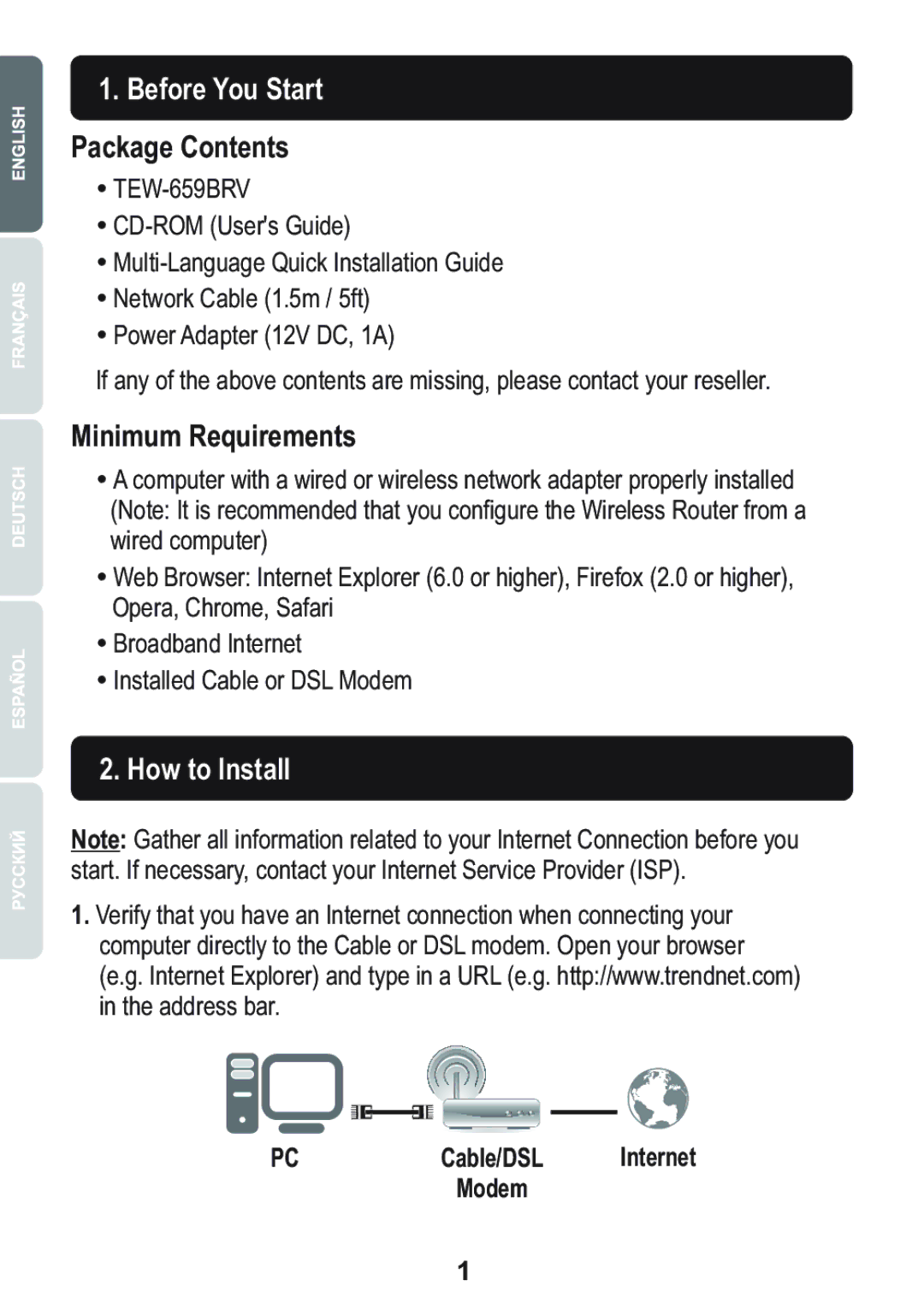 TRENDnet TEW-659BRV, Trendnet 300Mbps Wireless N VPN Router manual Before You Start, How to Install 