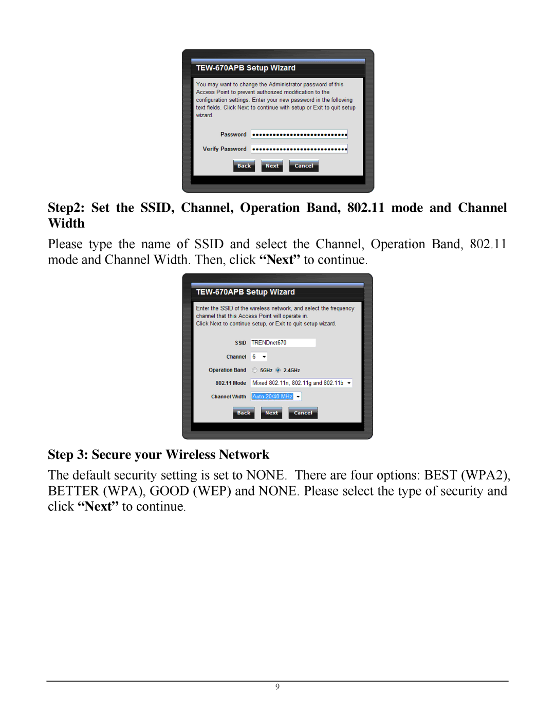 TRENDnet TEW-670APB manual Secure your Wireless Network 