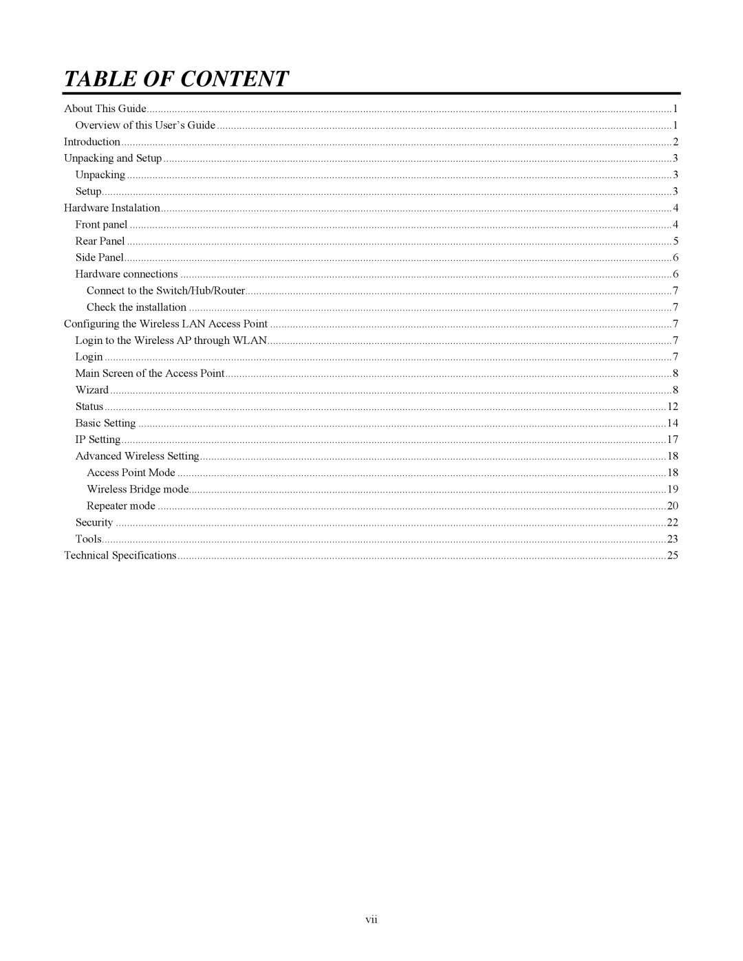 TRENDnet TEW-670APB manual Table of Content 