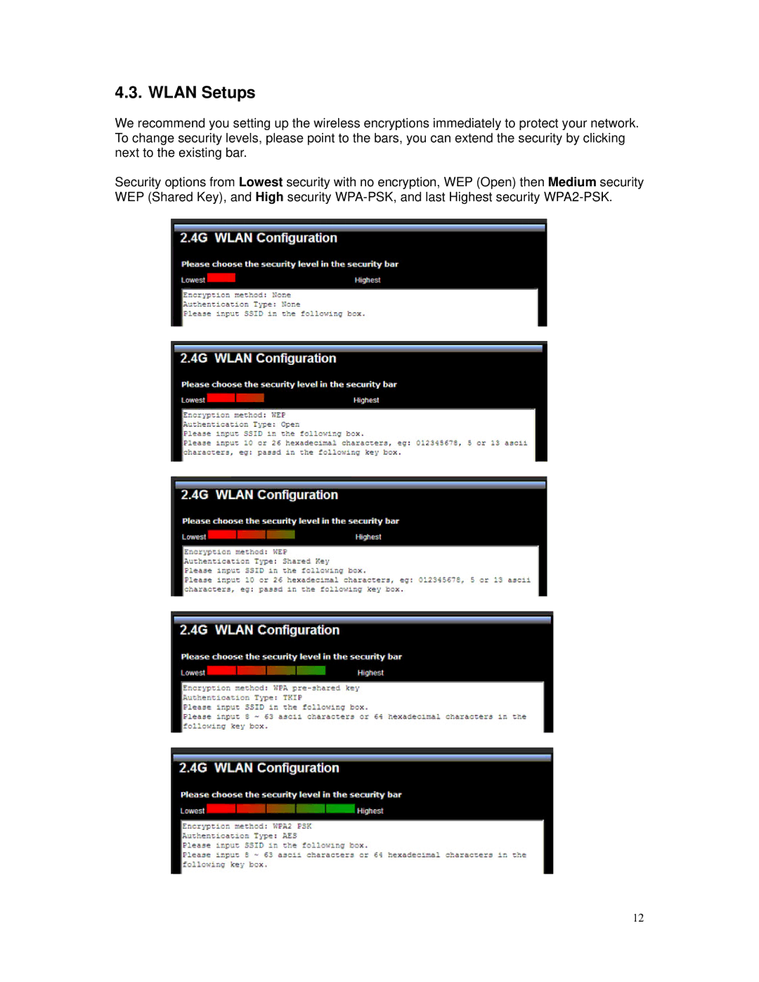 TRENDnet TEW-671BR manual Wlan Setups 