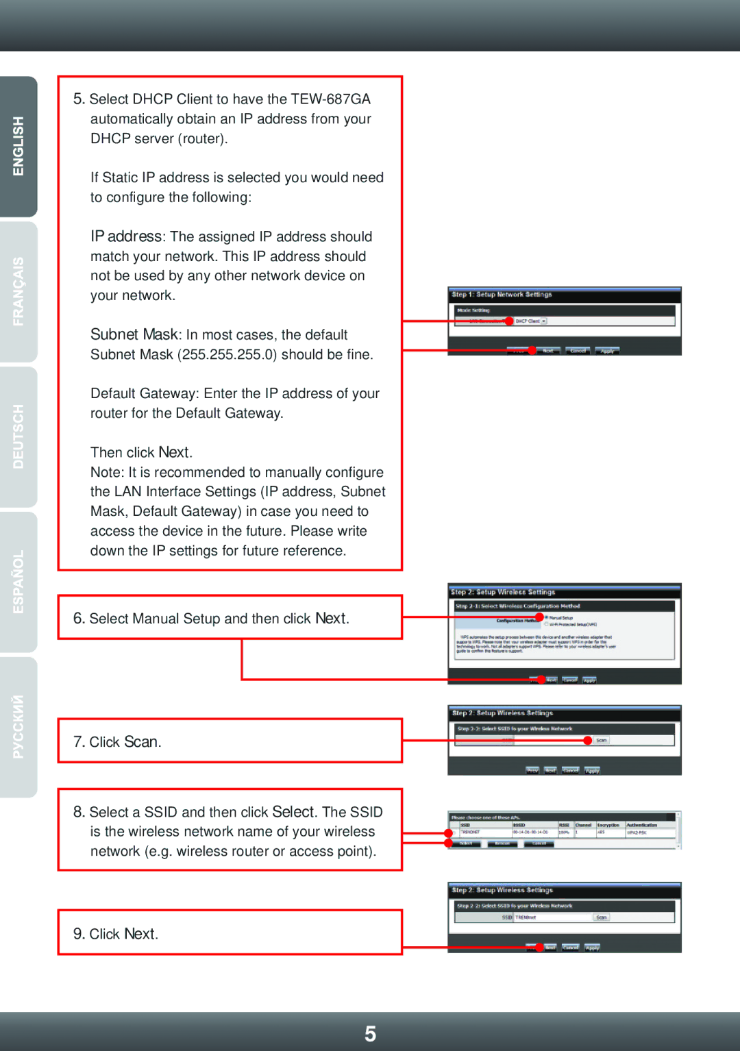 TRENDnet TEW-687GA manual Click Scan 