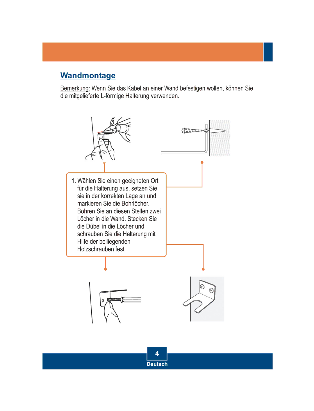 TRENDnet TEW-ASAL1 manual Wandmontage 