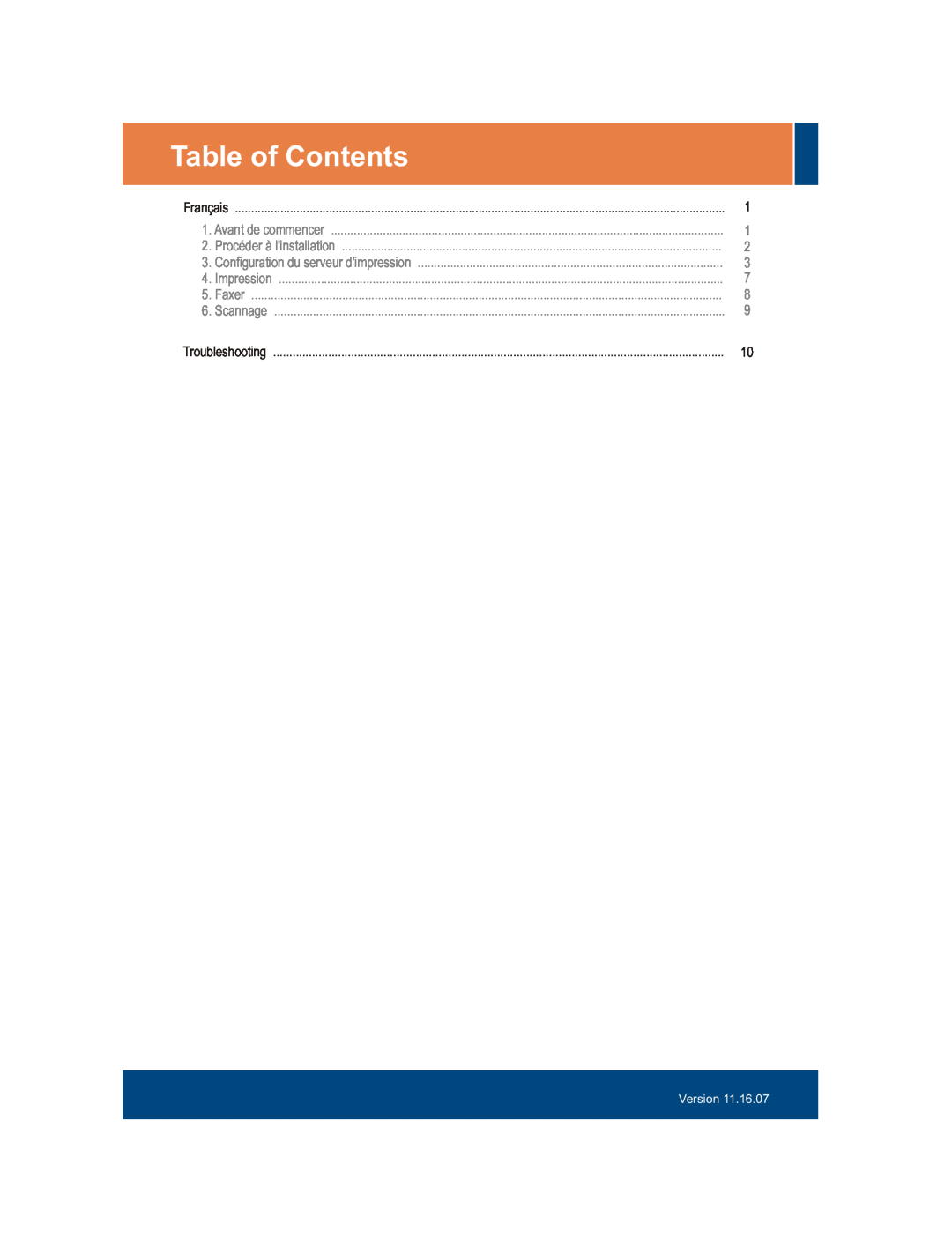 TRENDnet TEW-MP1U Table of Contents, Avant de commencer, Procéder à linstallation, Configuration du serveur dimpression 
