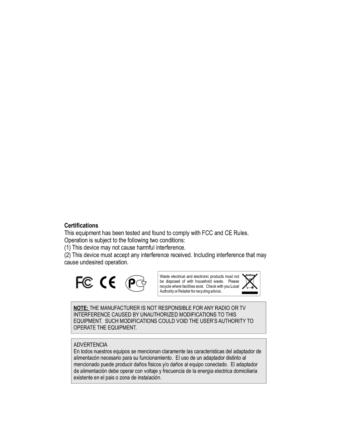 TRENDnet TE100-P11, TEW-P11G manual Certifications 