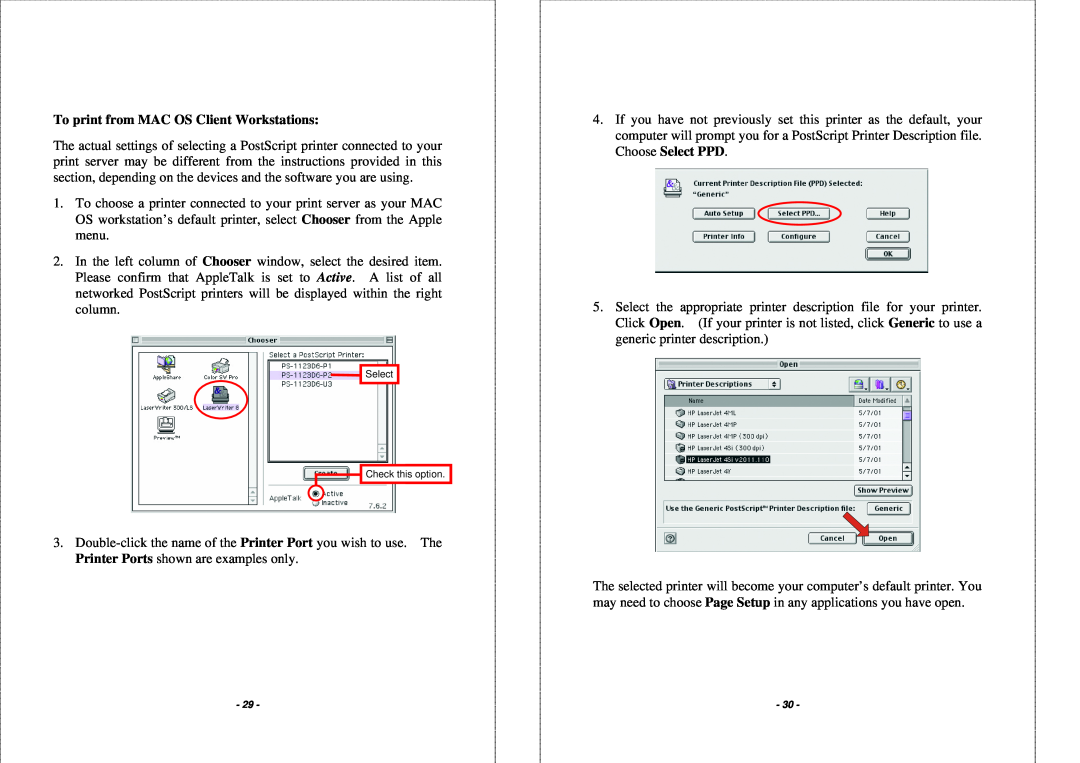 TRENDnet TEW-P1PG manual To print from MAC OS Client Workstations, Select Check this option 