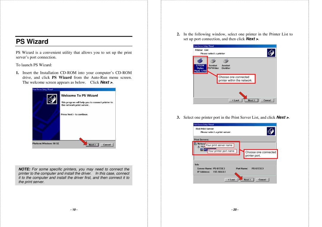 TRENDnet TEW-P1PG manual PS Wizard 