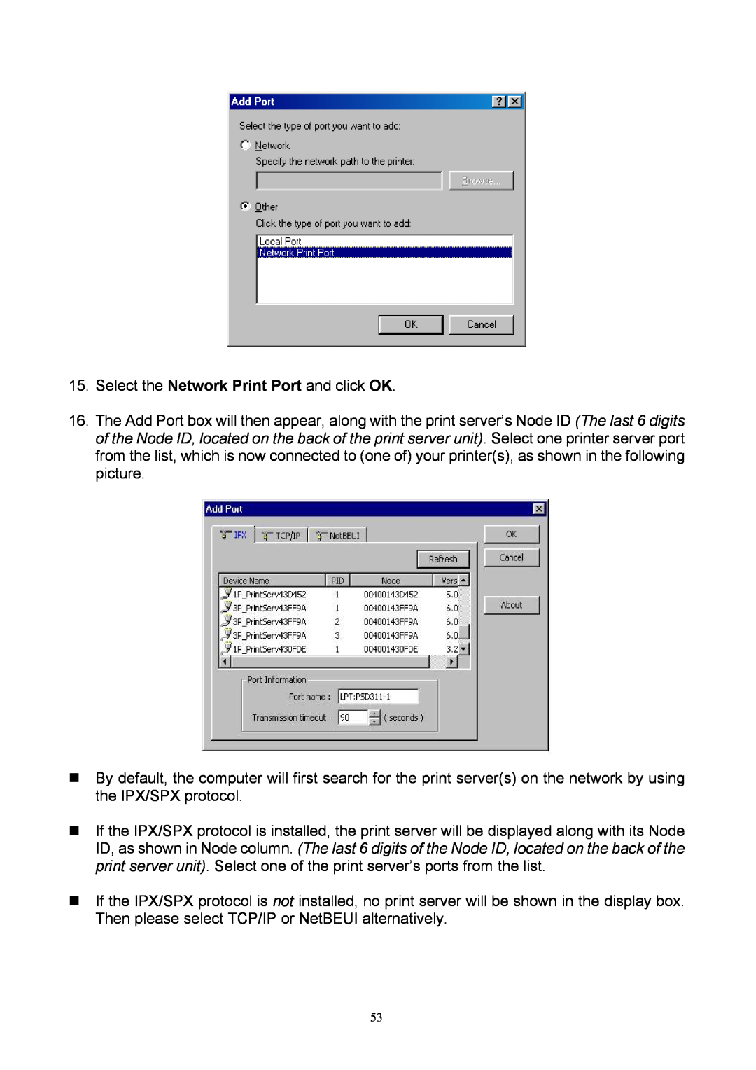 TRENDnet TEW-P1P, TEW-P1U manual Select the Network Print Port and click OK 