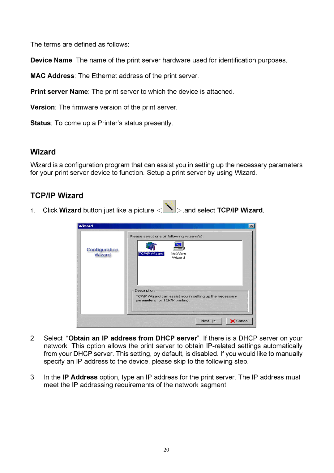 TRENDnet TEW-P1U, TEW-P1P manual TCP/IP Wizard 