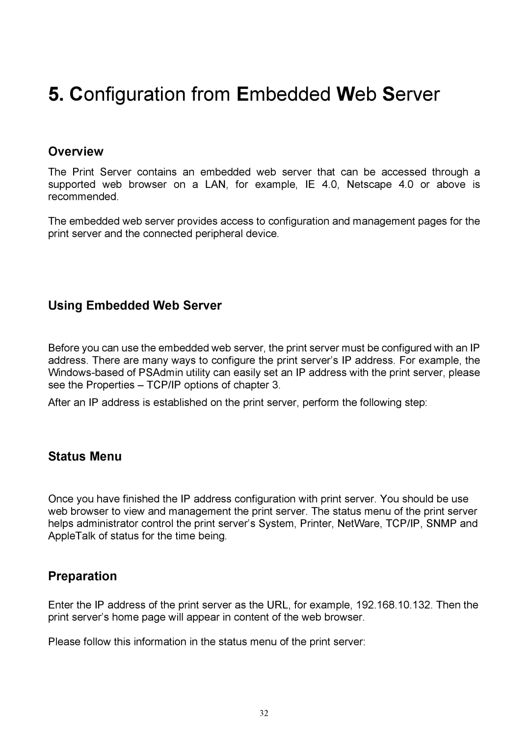 TRENDnet TEW-P1U, TEW-P1P manual Overview, Using Embedded Web Server, Status Menu 