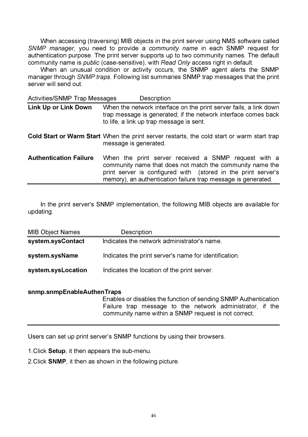 TRENDnet TEW-P1U, TEW-P1P manual System.sysContact, System.sysName, System.sysLocation, Snmp.snmpEnableAuthenTraps 